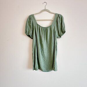 Saje Green Linen Short Sleeve Top